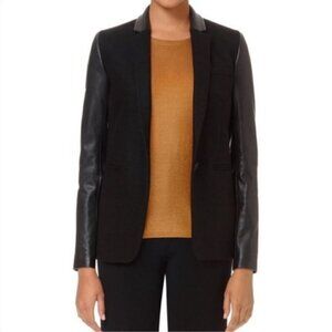 Aritizia Babaton Black Fred Blazer Cashmere Wool Leather Jacket breast Blazer 8